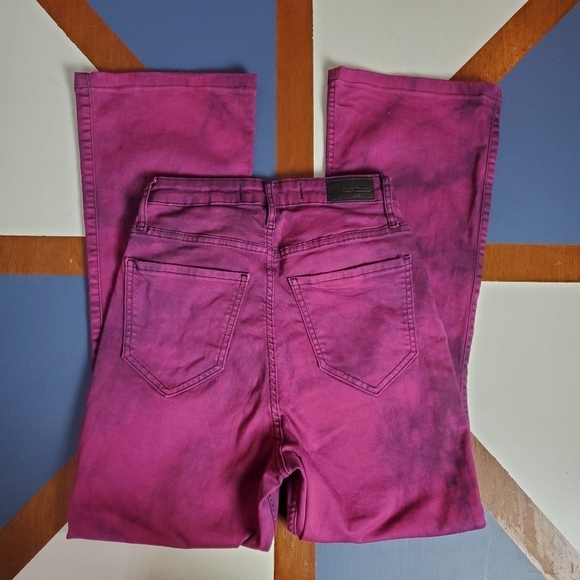 Social Tourist Jeans Womens 26 High Rise Flare Leg Pink Purple Tie Dye - Picture 12 of 12